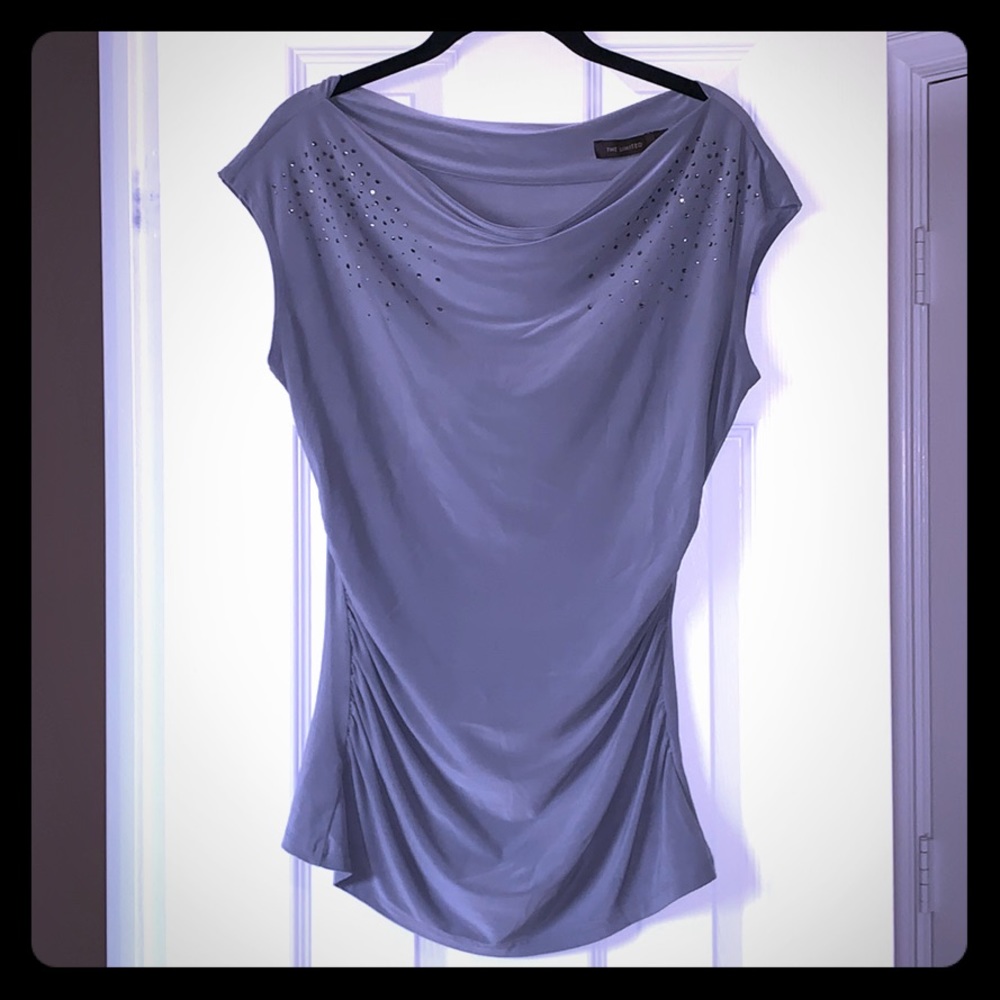 Grey Jeweled Party Top